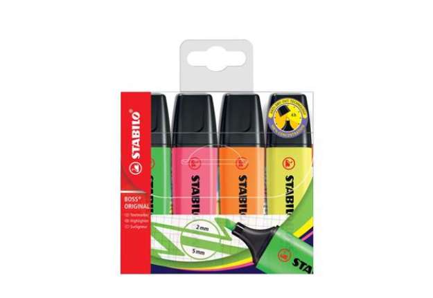 Immagine di Evidenziatori Stabilo Boss Original 2-5 mm assortiti astuccio da 4 - 70/4