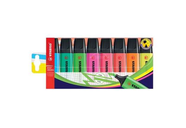 Immagine di Evidenziatori Stabilo Boss Original 2-5 mm assortiti astuccio da 8 - 70/8