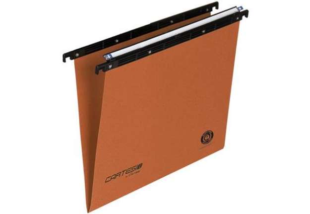 Immagine di Cartelle sospese orizzontali per cassetti CARTESIO 39 fondo a V arancio arancio Conf. 50 pezzi - 100