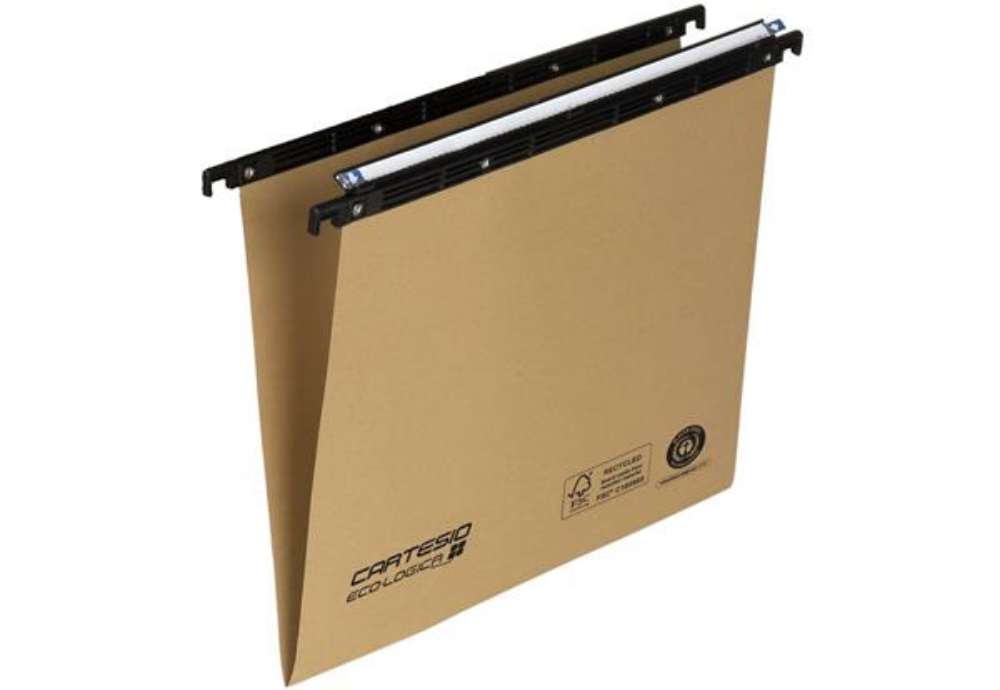 Immagine di Cartelle sospese orizzontali per cassetti CARTESIO ECO 39 cm fondo V avana Conf. 25 pezzi - 100/395-