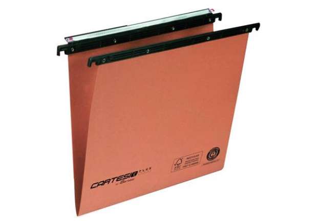 Immagine di Cartelle sospese orizzontali per cassetti CARTESIO PLUS 33 cm fondo V arancio Cf. 25 pezzi - 300/330