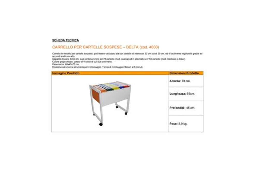 Immagine di Carrello per cartelle sospese DELTA grigio - 65x45x70 cm 4000