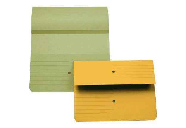 Immagine di Cartelline con tasca 4Mat A4 in carta woodstock 225 g/m² dorso 3 cm giallo conf. da 10 pezzi - 3240