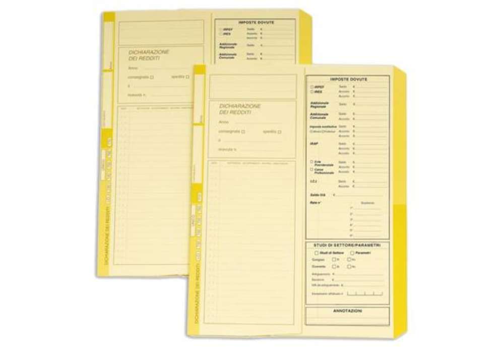 Immagine di Cartelline a 2 lembi 4Pro dichiarazione dei redditi A4 cellulosa 225 g/m² dorso 2 cm giallo conf. da