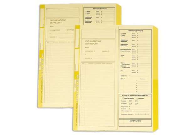 Immagine di Cartelline a 2 lembi 4Pro dichiarazione dei redditi A4 cellulosa 225 g/m² dorso 2 cm giallo conf. da