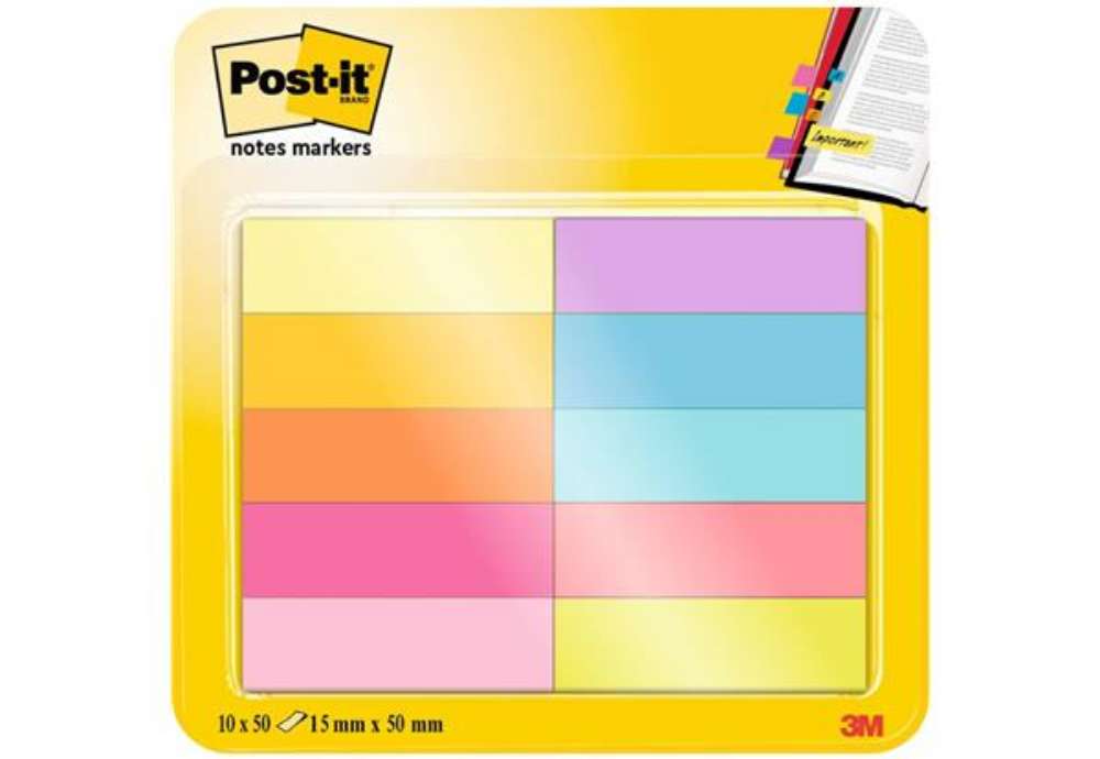 Immagine di Segnapagina removibili in carta Post-it® Notes Markers assortiti 10 blocchetti da 50 fogli - 670-10A