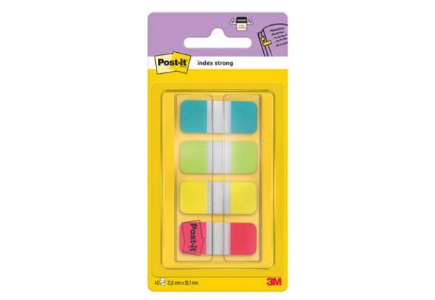 Immagine di Segnapagina removibili Post-it® Index Strong Mini con dispenser - 4 blocchetti da 10 ff - turchese-l