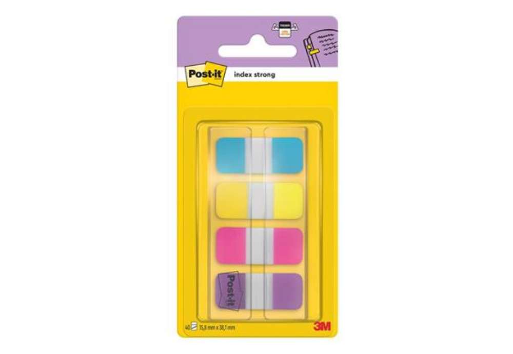 Immagine di Segnapagina removibili Post-it® Index Strong Mini con dispenser - 4 blocchetti da 10 ff - turchese-g