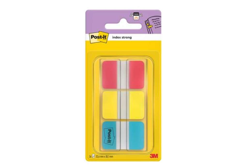Immagine di Segnapagina removibili Post-it® Index Strong 686 - 3 colori classici 3 blocchetti da 22 - 686-RYBEU