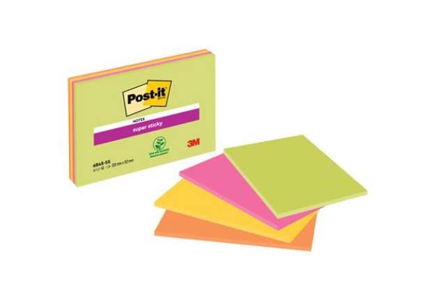 Immagine di Foglietti riposizionabili Post-it® Super Sticky Meeting Notes Large assortiti conf. 4 blocchetti da