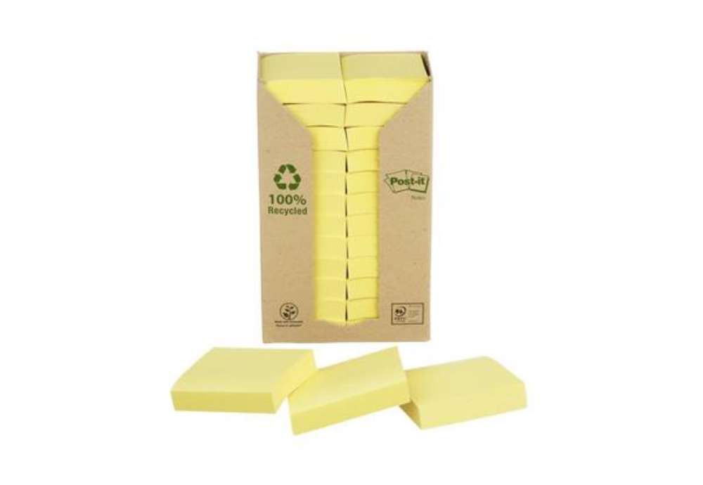Immagine di Foglietti Post-it® Notes Giallo Canary™ 38x51 mm carta riciclata torre da 24 blocchetti da 100 ff -