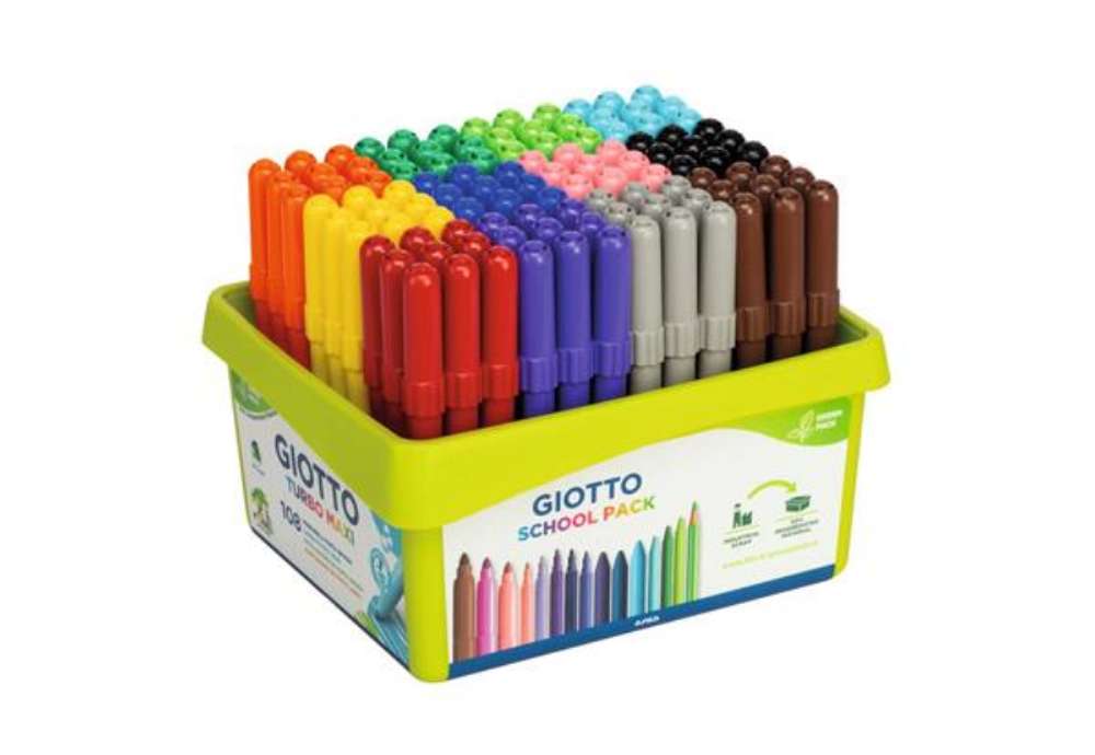 Immagine di Pennarelli GIOTTO Turbo Maxi punta grossa in fibra 5 mm assortiti Schoolpack da 108 - F524000