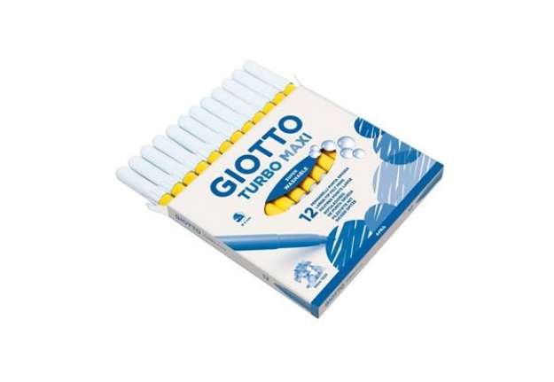 Immagine di Pennarello GIOTTO Turbo Maxi punta grossa in fibra 5 mm giallo medio Conf. 12 pezzi - F456002