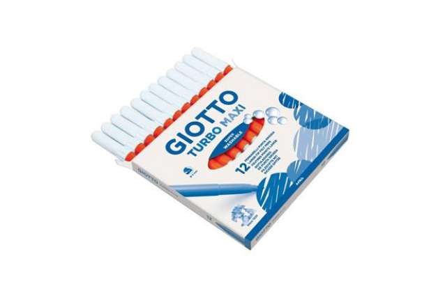 Immagine di Pennarello GIOTTO Turbo Maxi punta grossa in fibra 5 mm arancione Conf. 12 pezzi - F456005