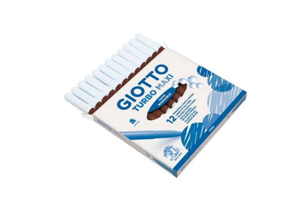 Immagine di Pennarello GIOTTO Turbo Maxi punta grossa in fibra 5 mm marrone Conf. 12 pezzi - F456016