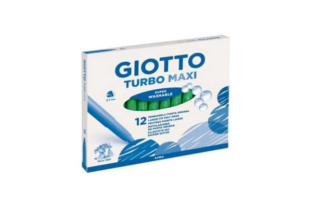 Immagine di Pennarello GIOTTO Turbo Maxi punta grossa in fibra 5 mm verde chiaro Conf. 12 pezzi - F456018