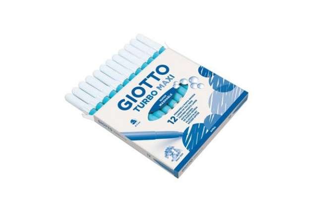 Immagine di Pennarello GIOTTO Turbo Maxi punta grossa in fibra 5 mm azzurro cielo Conf. 12 pezzi - F456028