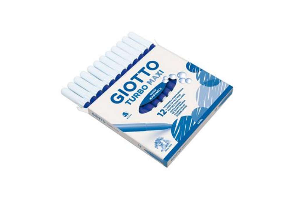 Immagine di Pennarello GIOTTO Turbo Maxi punta grossa in fibra 5 mm blu oltremare Conf. 12 pezzi - F456032