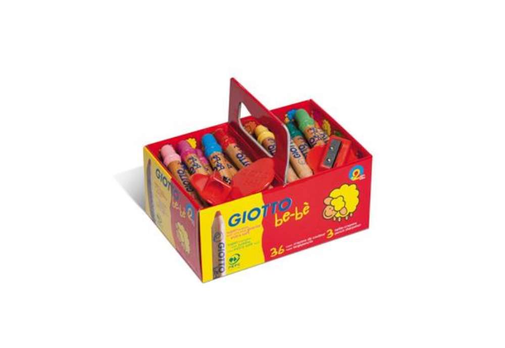 Immagine di Supermatitoni colorati GIOTTO be-bè mina grande 7 mm assortiti Schoolpack da 36 + 3 temperini - F461