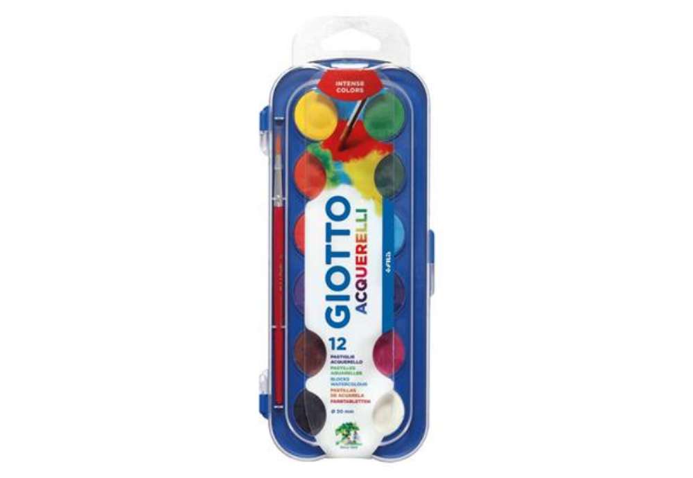 Immagine di Acquerelli GIOTTO Ø 30 mm assortiti  scatola da 12 + 1 pennello - F351200