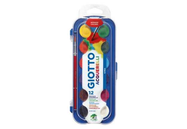 Immagine di Acquerelli GIOTTO Ø 30 mm assortiti  scatola da 12 + 1 pennello - F351200