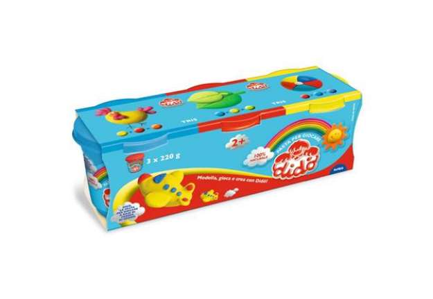Immagine di Pasta per giocare DIDO' Tris barattoli 220 g giallo/rosso/azzurro 390460