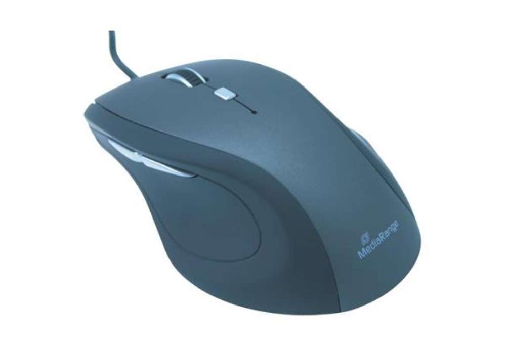 Immagine di Mouse ottico Media Range 5 pulsanti con cavo 2400 dpi nero/grigio USB 2.0 MROS202