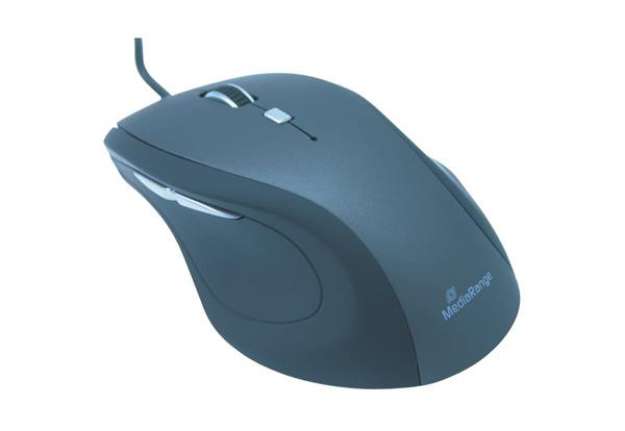 Immagine di Mouse ottico Media Range 5 pulsanti con cavo 2400 dpi nero/grigio USB 2.0 MROS202