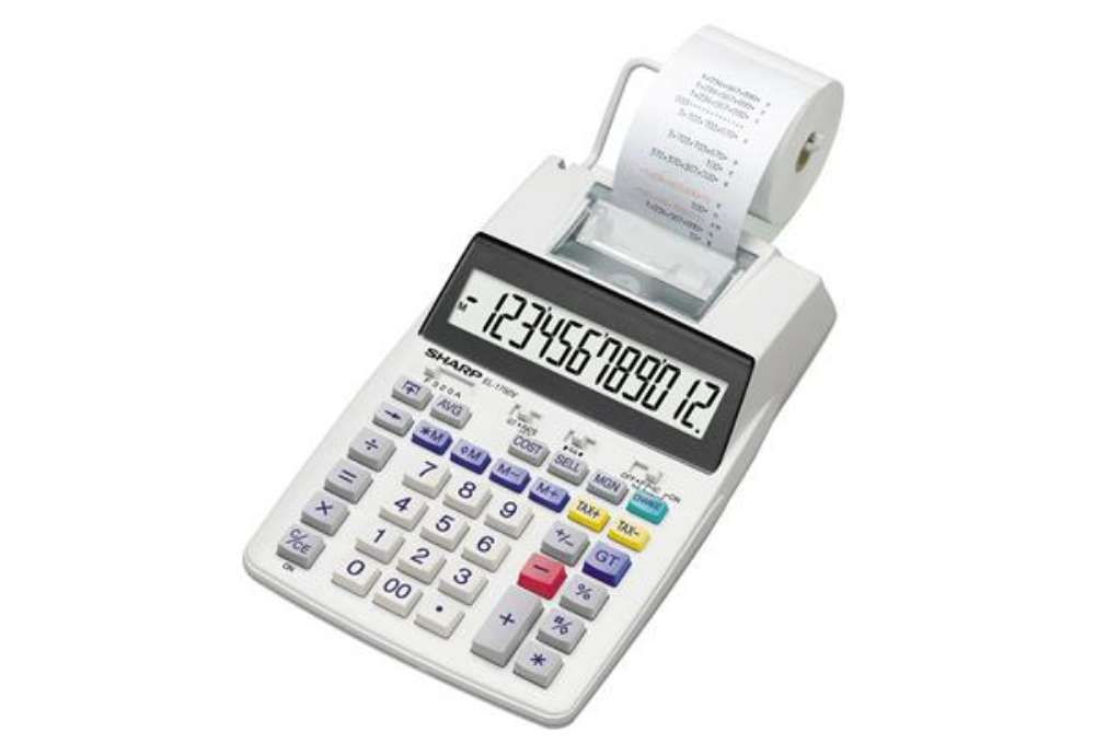 Immagine di Calcolatrice scrivente a doppia alimentazione SHARP EL-1750V con display LCD a 12 cifre grigio - SH-