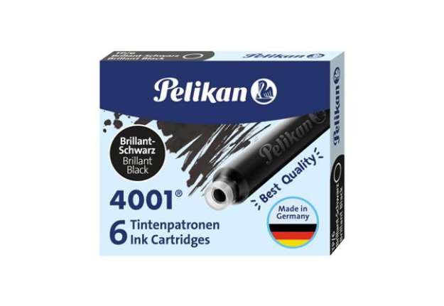Immagine di Cartuccia per stilografica Pelikan TP/6 nero brillante astuccio da 6 - 301218