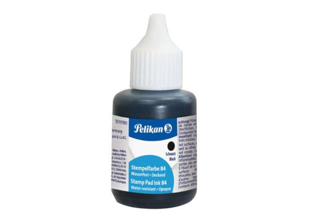 Immagine di Inchiostro per timbri idrorepellente Pelikan tipo 84 flacone 30 ml nero 300004212