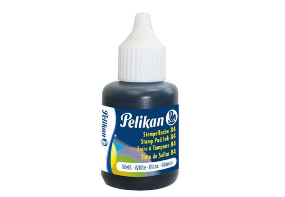 Immagine di Inchiostro per timbri idrorepellente Pelikan tipo 84 flacone 30 ml bianco 300004213