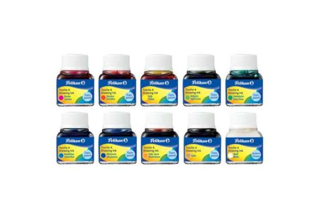 Immagine di Flacone inchiostro di china Pelikan 523- - 17 10 ml assortiti conf. 10 pezzi - 249474