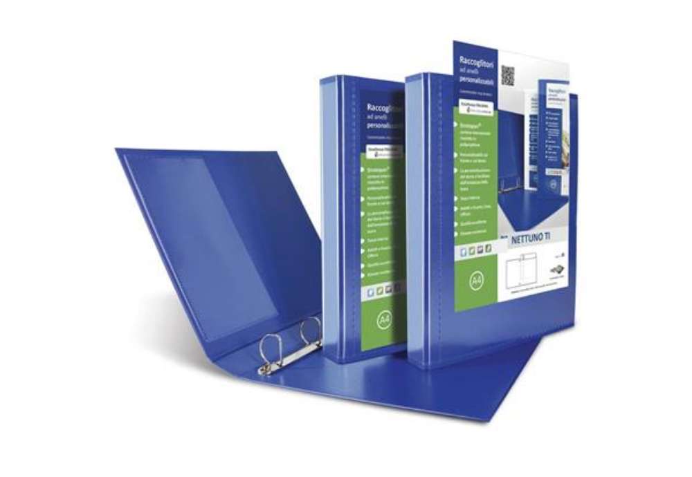 Immagine di Raccoglitore personalizzabile Sei Rota Nettuno TI - 4 anelli a D 30 mm - A4 blu - dorso 3,5 cm - 368