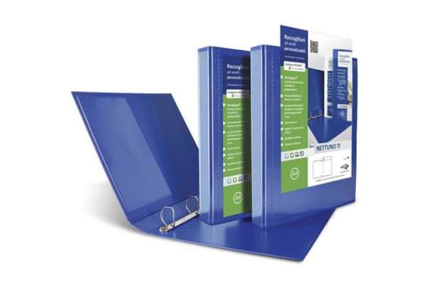 Immagine di Raccoglitore personalizzabile Sei Rota Nettuno TI - 4 anelli a D 30 mm - A4 blu - dorso 3,5 cm - 368