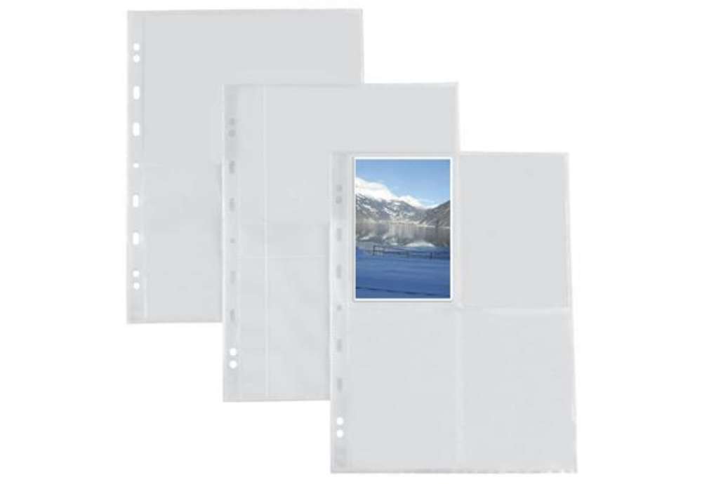 Immagine di Buste a foratura universale Sei Rota Atla F per fotografie 8 spazi 10x15 cm trasparente  conf. 10 bu