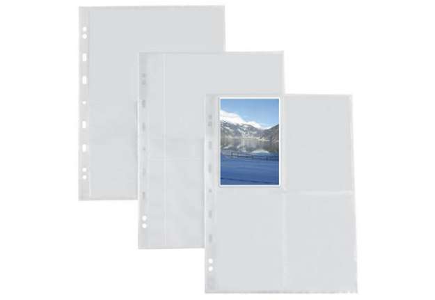 Immagine di Buste a foratura universale Sei Rota Atla F per fotografie 8 spazi 10x15 cm trasparente  conf. 10 bu