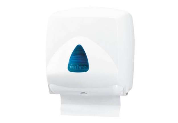 Immagine di Distributore mini di carta asciugamani in fazzoletti Hylab in ABS capacità 300 foglietti bianco vetr