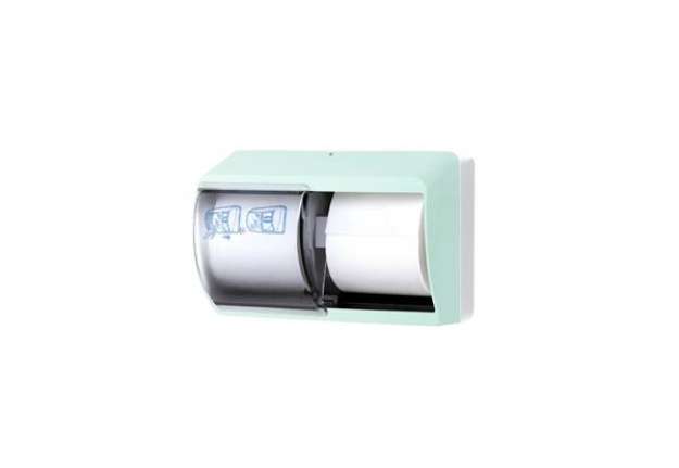 Immagine di Distributore di carta igienica doppio rotolo Hylab in ABS con capacità max Ø 13 cm verde opalino - E