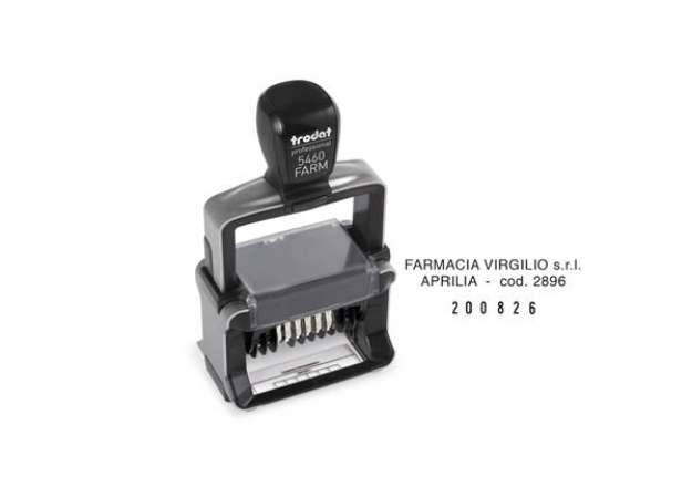 Immagine di Datario autoinchiostrante Trodat Professional 5460 FARM per Farmacie in acciaio inox 56x33 mm nero -