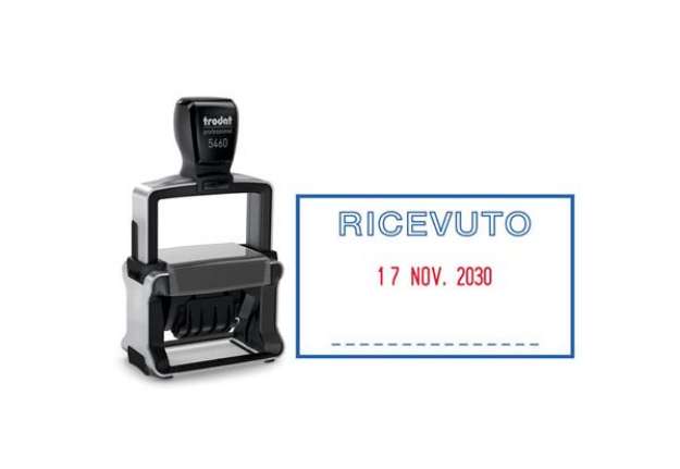 Immagine di Datario autoinchiostrante Trodat Professional 5460/L con testo RICEVUTO acciaio 56x33 mm acciaio - 1
