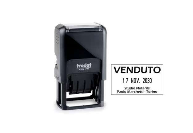 Immagine di Datario autoinchiostrante con testo personalizzabile Trodat PRINTY 4750 4.0 in plastica 41x24 mm ner
