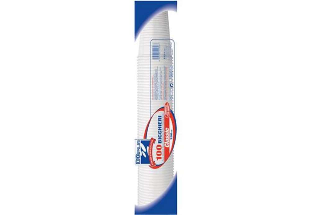 Immagine di Bicchieri monouso Dopla 200 ml in polistirene bianco conf. 100 pezzi - 22639