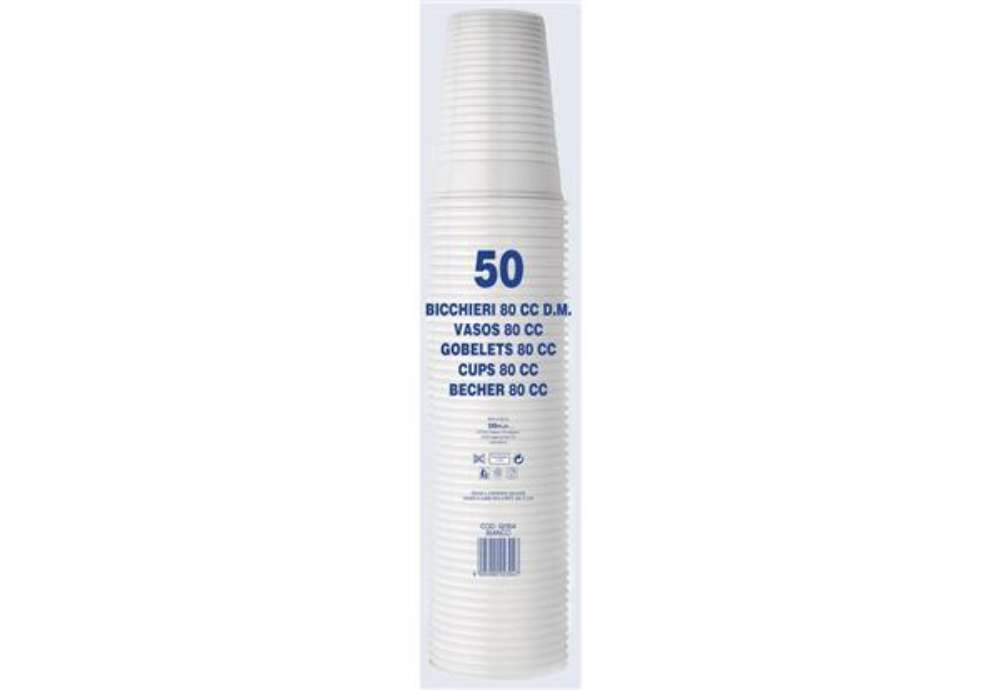 Immagine di Bicchieri monouso Dopla Professional 80 ml polistirene bianco conf. 50 pezzi - 42107