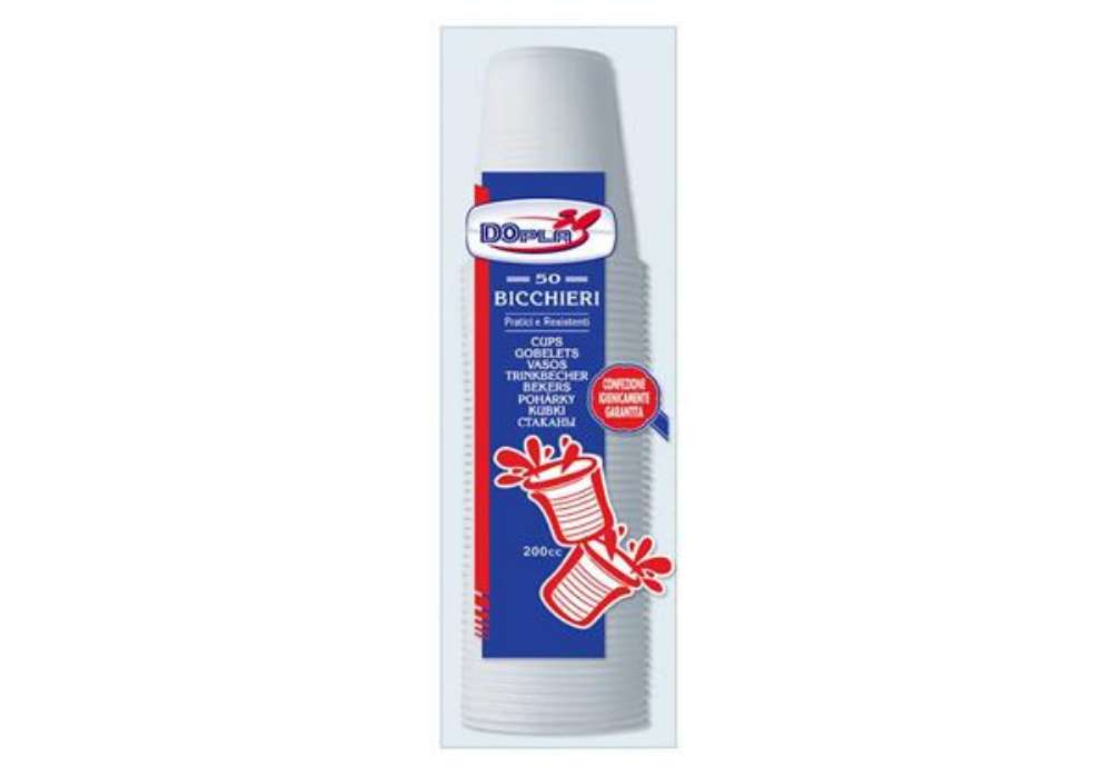 Immagine di Bicchieri monouso Dopla 200 ml polistirene bianco conf.50 - 22638