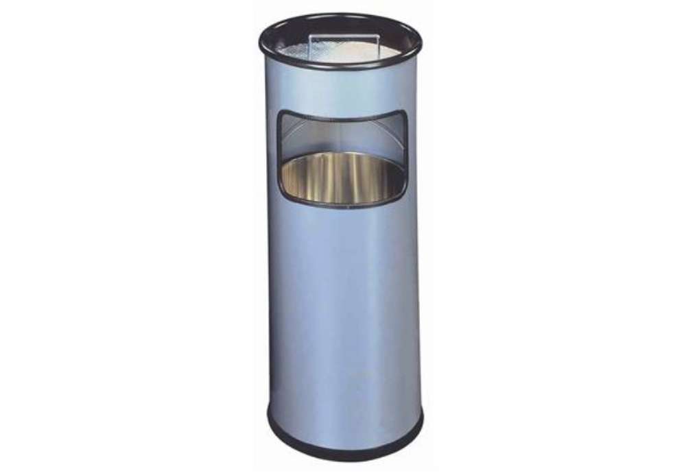 Immagine di Posacenere Durable a colonna acciaio con sabbia e cestino base tonda H 62 x Ø 26 cm argento metalliz