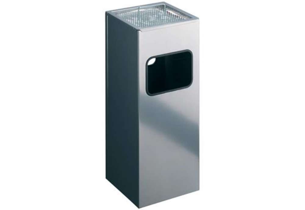 Immagine di Posacenere Durable a colonna acciaio con sabbia e cestino base quadrata H 62 x Ø 25 cm argento metal