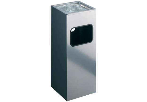 Immagine di Posacenere Durable a colonna acciaio con sabbia e cestino base quadrata H 62 x Ø 25 cm argento metal