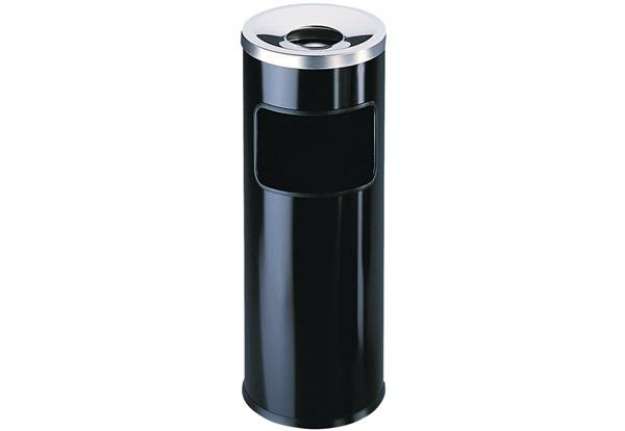 Immagine di Posacenere DURABLE autoestinguente a colonna con sabbia e cestino acciaio nero base tonda - 333201