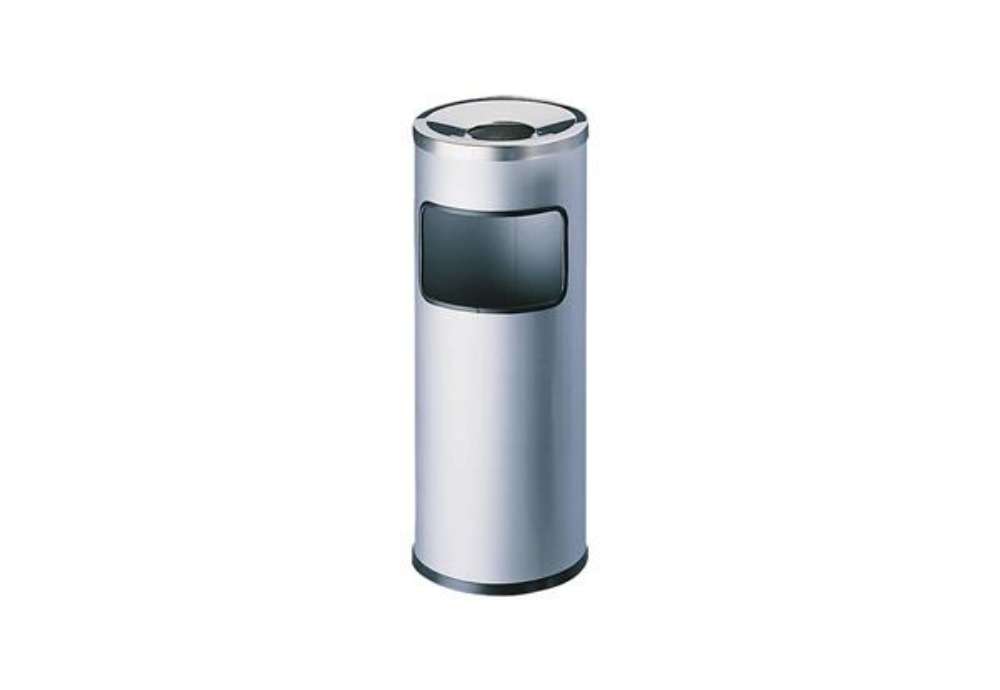 Immagine di Posacenere DURABLE autoestinguente a colonna - cestino acciaio argento metallizzato base tonda - 333
